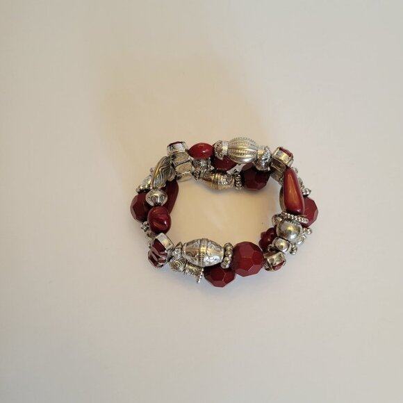 Chunky Red Beaded Bracelet - Picture 4 of 7
